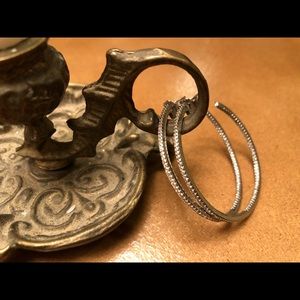 Sterling Silver & Faux Diamond CZ Hoop Earrings